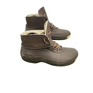Crocs Brown Lace Up Duck Boots Waterproof‎ Ankle Rain Shoes Women's 8